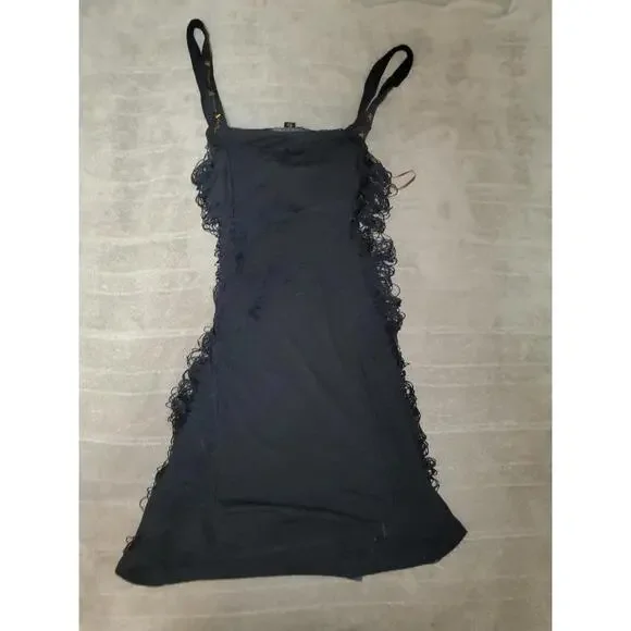 Vintage Rocawear Black Distressed Fringe Mini Dress - Picture 6 of 9